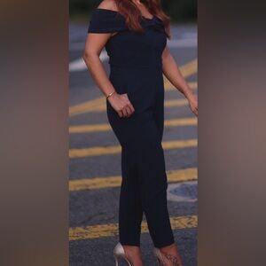 Adelyn Rae Navy blue off shoulder jumpsuit
